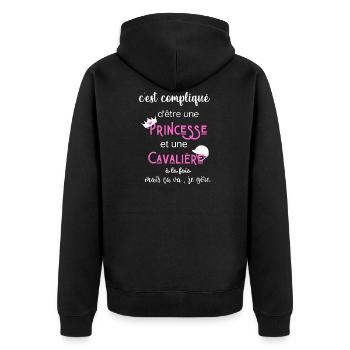 c'est compliqué princesse et cavalière humour - Veste à capuche bio Premium Unisexe - noir - Dos - Nico (187cm)