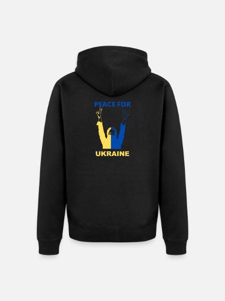 PEACE FOR UKRAINE - Unisex Premium Organic Zip Hoodie - black