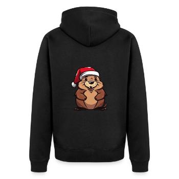 Beaver Christmas - Unisex Premium Organic Zip Hoodie - black - Back - Nico (187cm)