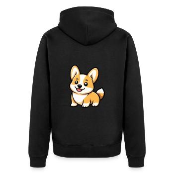 Corgi chien bande dessinée bébé - Veste à capuche bio Premium Unisexe - noir - Dos - Nico (187cm)