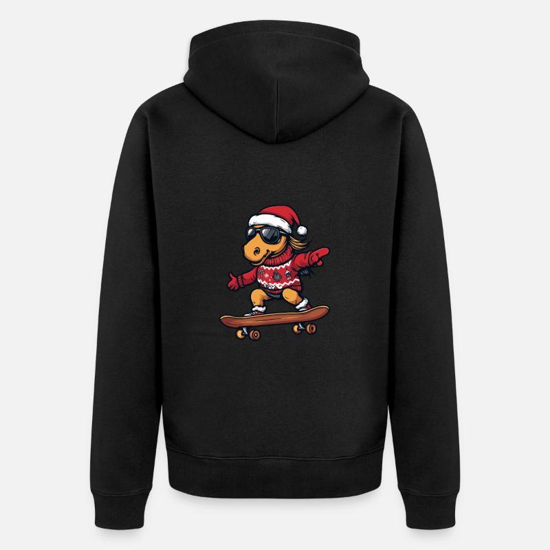 Cheval Noël Drôle - Veste à capuche bio Premium Unisexe - noir