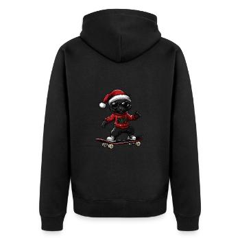 Panther Weihnachten Lustig - Unisex Premium Bio Zip Hoodie - Schwarz - Hinten - Nico (187cm)