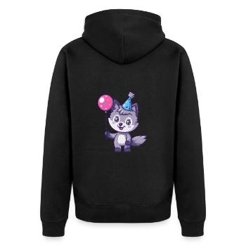 Wolf Birthday Baby - Unisex Premium Organic Zip Hoodie - black - Back - Nico (187cm)