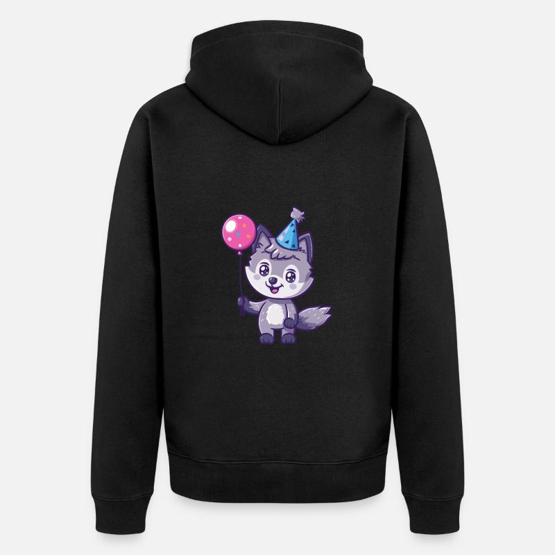 Loup Anniversaire Bébé - Veste à capuche bio Premium Unisexe - noir
