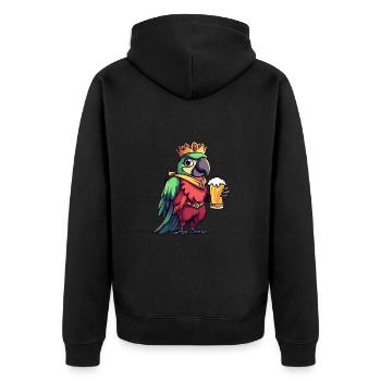 Papagai Bier Lustig - Unisex Premium Bio Zip Hoodie - Schwarz - Hinten - Nico (187cm)