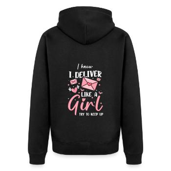 Postman Deliverer Letters Parcel Carrier - Unisex Premium Organic Zip Hoodie - black - Back - Nico (187cm)