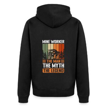 Miner Men Miners Helmet - Unisex Premium Organic Zip Hoodie - black - Back - Nico (187cm)