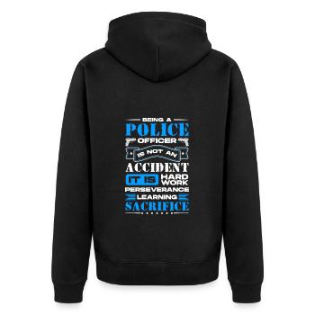 Polizei Sirene Uniform - Unisex Premium Bio Zip Hoodie - Schwarz - Hinten - Nico (187cm)