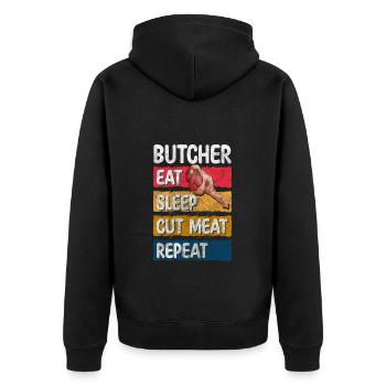 Boucherie Viande Porc Travail - Veste à capuche bio Premium Unisexe - noir - Dos - Nico (187cm)