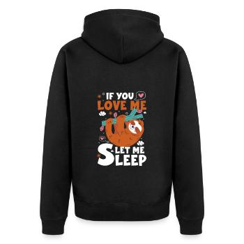 Lazy Tired Funny Sweet - Unisex Premium Organic Zip Hoodie - black - Back - Nico (187cm)