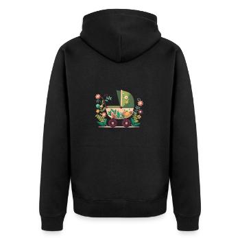 Flowery stroller 1 - Unisex Premium Organic Zip Hoodie - black - Back - Nico (187cm)