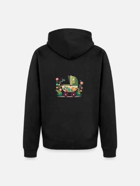 Flowery stroller 1 - Unisex Premium Organic Zip Hoodie - black