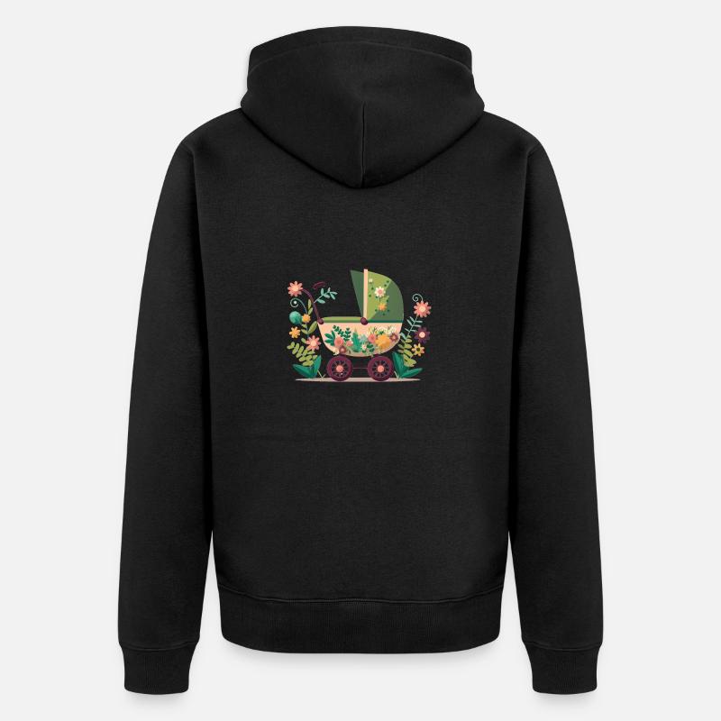 Poussette fleurie 1 - Veste à capuche bio Premium Unisexe - noir