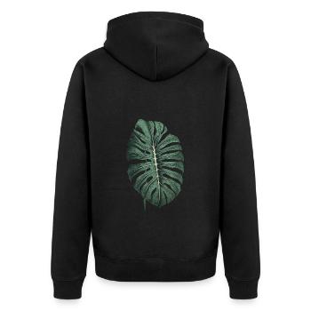 Feuille Monstera cool, motif végétal - Veste à capuche bio Premium Unisexe - noir - Dos - Nico (187cm)