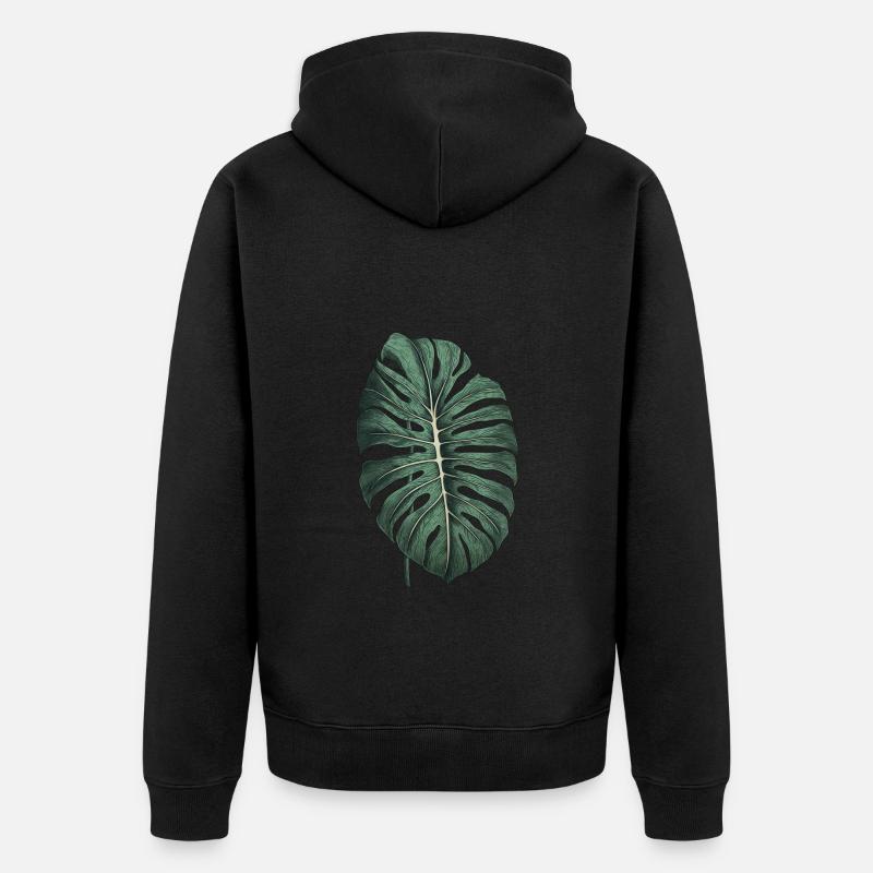 Feuille Monstera cool, motif végétal - Veste à capuche bio Premium Unisexe - noir