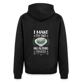 Heiltrank Pflanzen Krankheiten - Unisex Premium Bio Zip Hoodie - Schwarz - Hinten - Nico (187cm)
