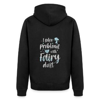 Elfe Märchen Mädchen Magie - Unisex Premium Bio Zip Hoodie - Schwarz - Hinten - Nico (187cm)