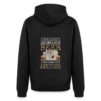 Kartenspieler Poker Skat - Unisex Premium Bio Zip Hoodie - Schwarz - Hinten - Nico (187cm)