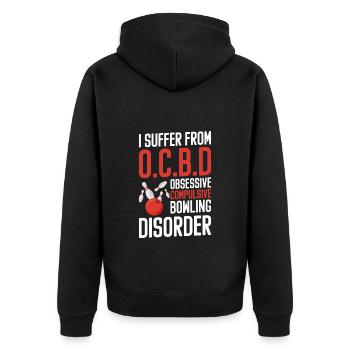 Bowlingkugel Sport Split Verein - Unisex Premium Bio Zip Hoodie - Schwarz - Hinten - Nico (187cm)