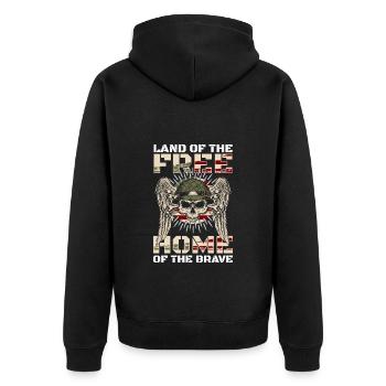 Amerika Patriot - Unisex Premium Bio Zip Hoodie - Schwarz - Hinten - Nico (187cm)