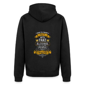 Feier Freunde Bier Trinken - Unisex Premium Bio Zip Hoodie - Schwarz - Hinten - Nico (187cm)