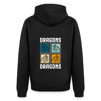 Fantasy Mythologie Stärke Tattoo - Unisex Premium Bio Zip Hoodie - Schwarz - Hinten - Nico (187cm)