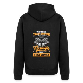 Zug Gleis Schaffner - Unisex Premium Bio Zip Hoodie - Schwarz - Hinten - Nico (187cm)