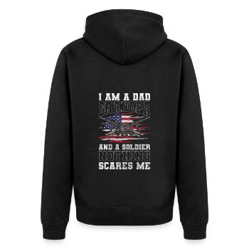Militär Land Dog Tag Weltfrieden - Unisex Premium Bio Zip Hoodie - Schwarz - Hinten - Nico (187cm)