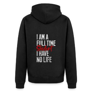 Student Lifestyle Money Broke - Unisex Premium Organic Zip Hoodie - black - Back - Nico (187cm)