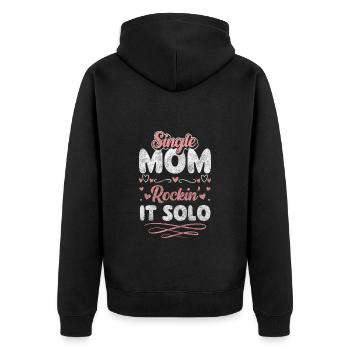 Nachwuchs Solo Vatertag - Unisex Premium Bio Zip Hoodie - Schwarz - Hinten - Nico (187cm)