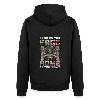 America Country Military World Power - Unisex Premium Organic Zip Hoodie - black - Back - Nico (187cm)