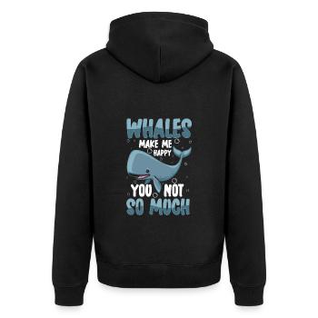 Whales Fish Sea Creatures - Unisex Premium Organic Zip Hoodie - black - Back - Nico (187cm)