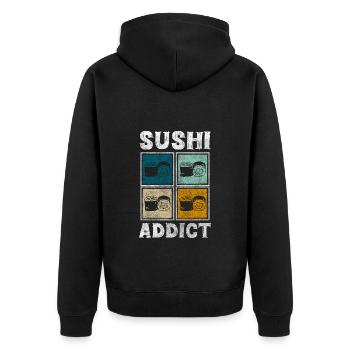 Cuisine japonaise Kawaii Maki - Veste à capuche bio Premium Unisexe - noir - Dos - Nico (187cm)