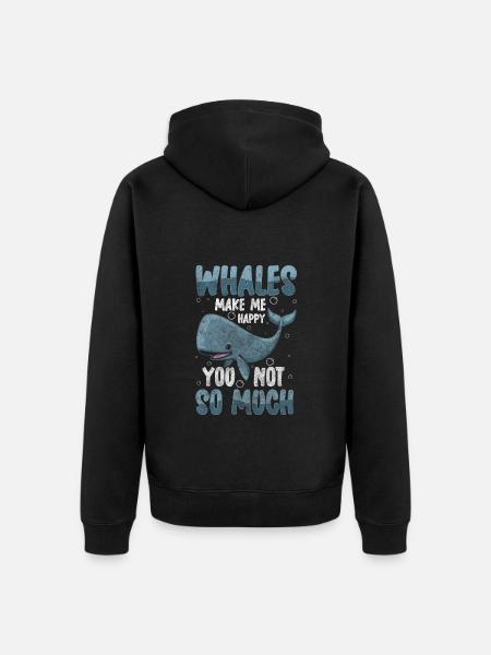 Whales Ocean Travel Diver - Unisex Premium Organic Zip Hoodie - black