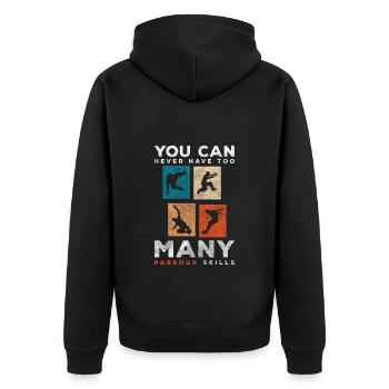 Freerunner Sportlich Underground Schnell - Unisex Premium Bio Zip Hoodie - Schwarz - Hinten - Nico (187cm)