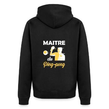 Maitre du ping-pong t-shirt homme humoristique - Veste à capuche bio Premium Unisexe - noir - Dos - Nico (187cm)