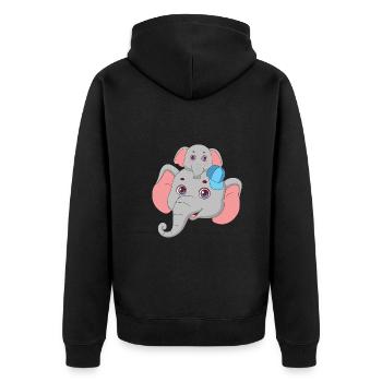 Mignons éléphants grand frère avec casquette bleue - Veste à capuche bio Premium Unisexe - noir - Dos - Nico (187cm)