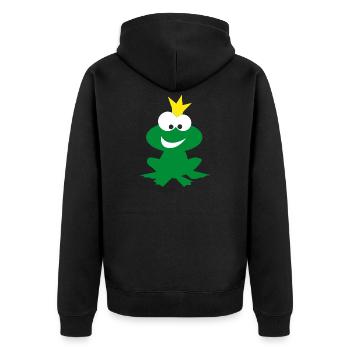 Lustiges Design vom Märchenprinzen - Unisex Premium Bio Zip Hoodie - Schwarz - Hinten - Nico (187cm)
