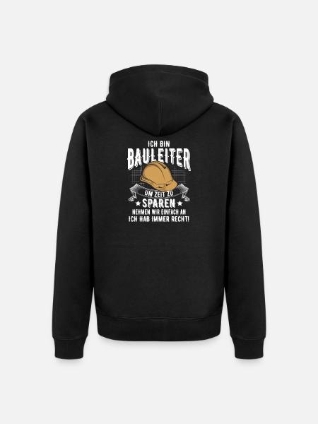 Bauleiter - Unisex Premium Bio Zip Hoodie - Schwarz