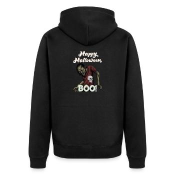 MASO - ZOMBIE MONSTER HALLOOWEEN MARBOSSTA - Unisex Premium Bio Zip Hoodie - Schwarz - Hinten - Nico (187cm)