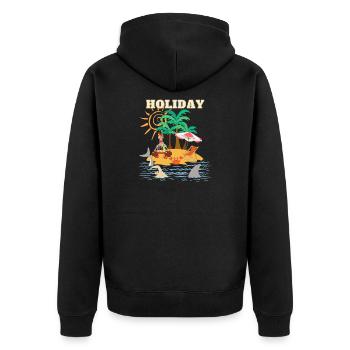 Holiday ART - Unisex Premium Bio Zip Hoodie - Schwarz - Hinten - Nico (187cm)