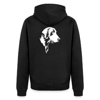 Deutsch Kurzhaar Kopf "Black Edition" - Unisex Premium Bio Zip Hoodie - Schwarz - Hinten - Nico (187cm)