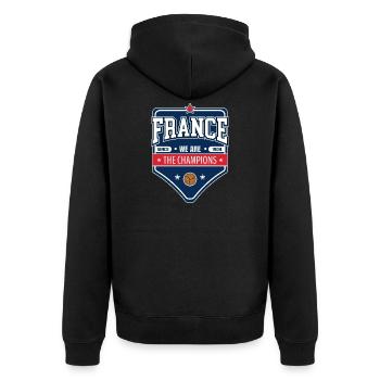 Französischer Fußballmeister | Neuer Emblem-Stil - Unisex Premium Bio Zip Hoodie - Schwarz - Hinten - Nico (187cm)