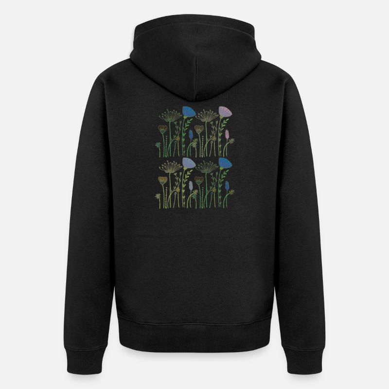 Fleurs séchées prairie fleurie - Veste à capuche bio Premium Unisexe - noir