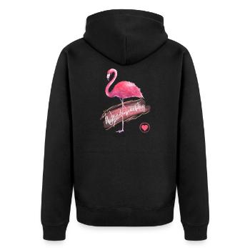 Wunderprächtig - Flamingo pink - Wortschätze - Unisex Premium Bio Zip Hoodie - Schwarz - Hinten - Nico (187cm)