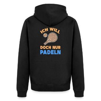 Déclaration du tournoi de raquette du joueur Balles de sport - Veste à capuche bio Premium Unisexe - noir - Dos - Nico (187cm)