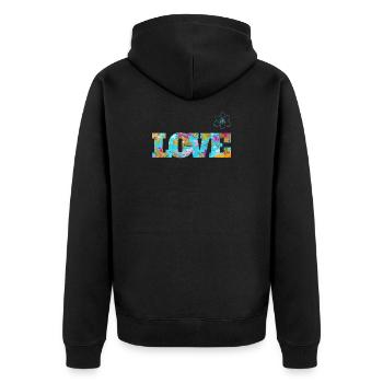 Love Frühlingsblüten - Sonja Ariel von Staden - Unisex Premium Bio Zip Hoodie - Schwarz - Hinten - Nico (187cm)