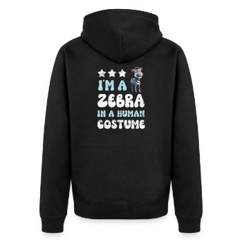 Zebra - Unisex Premium Bio Zip Hoodie - Schwarz - Hinten - Nico (187cm)