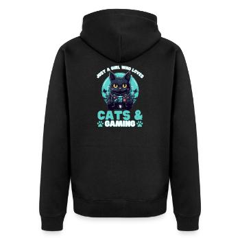 Gamer Girl Cat Cats & Gaming - Veste à capuche bio Premium Unisexe - noir - Dos - Nico (187cm)