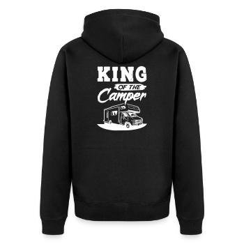 King of The Camper - Unisex Premium Bio Zip Hoodie - Schwarz - Hinten - Nico (187cm)